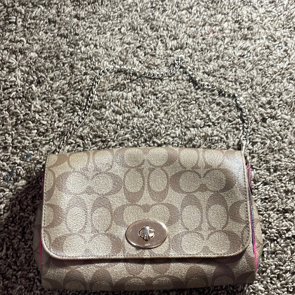 Brown and pink coach bag !!